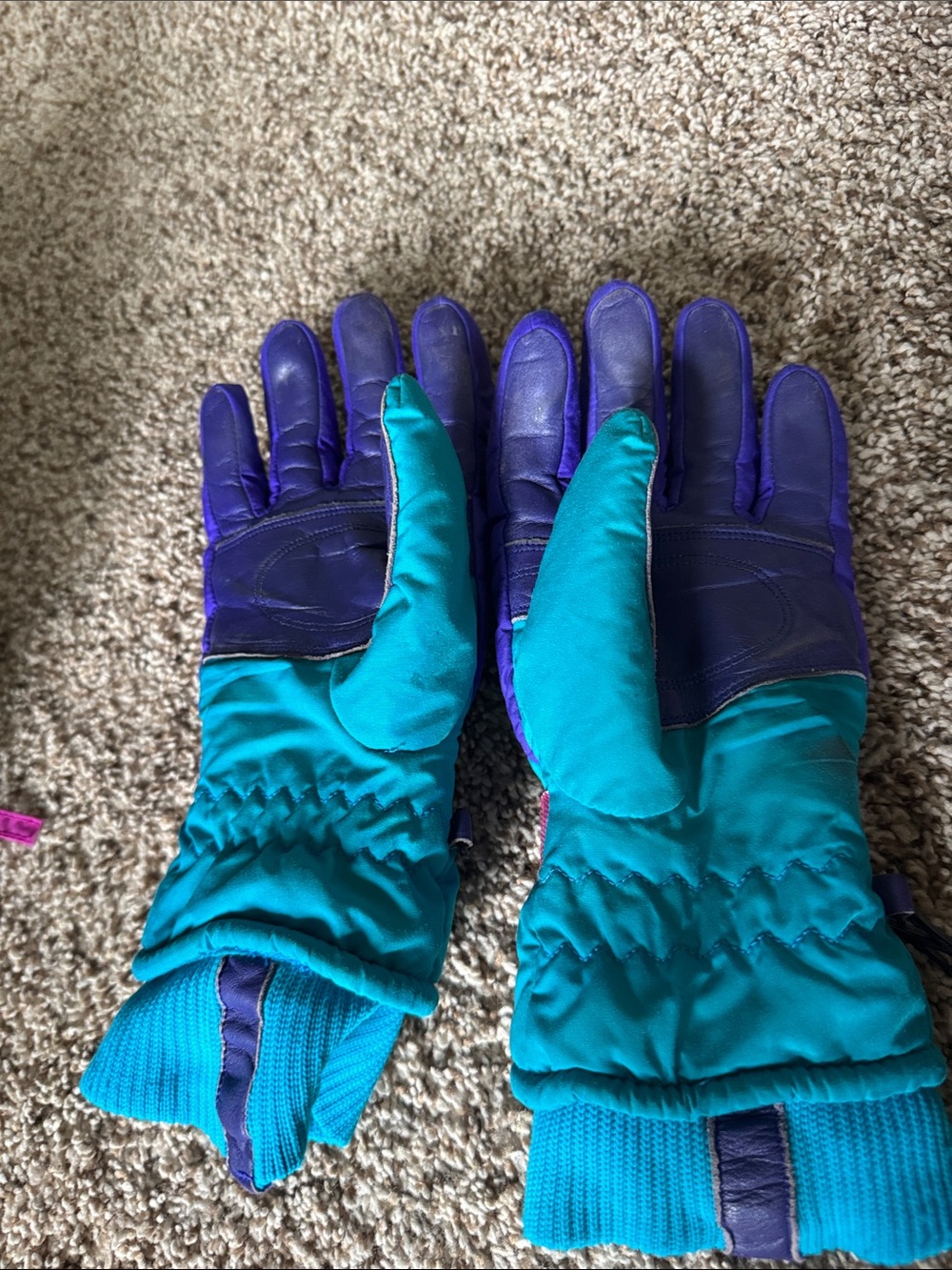 VINTAGE. 90’s Columbia Teal Ski One-Piece Suit with Purple and Pink Accents - Picture 10 of 10